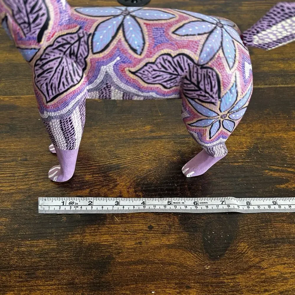 Oaxacan Wood Carved Giraffe Alebrije Mexican Folk Art Signed Mireya Sosa Purple